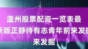 温州股票配资一览表最新版正静待有志青年前来发掘