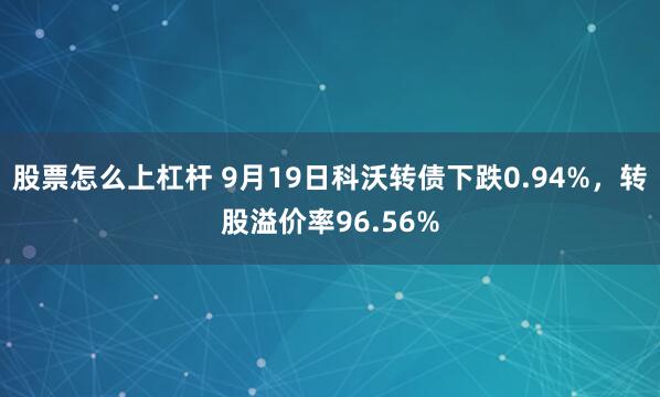 股票怎么上杠杆 9月19日科沃转债下跌0.94%，转股溢价率96.56%